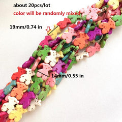 20pcs Colorful Turquoise Bear Stone Beads for DIY Jewelry Making