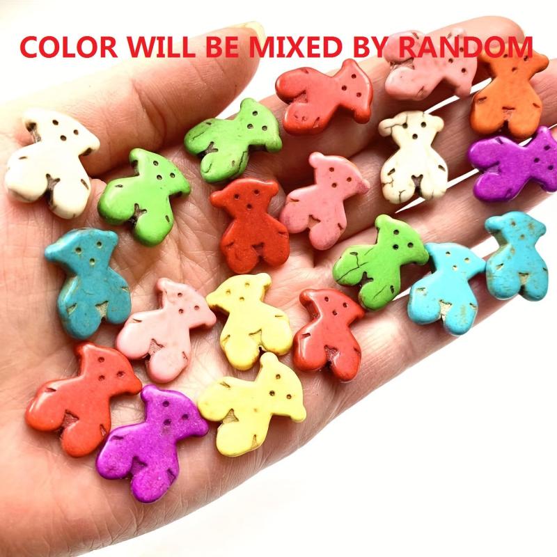 20pcs Colorful Turquoise Bear Stone Beads for DIY Jewelry Making