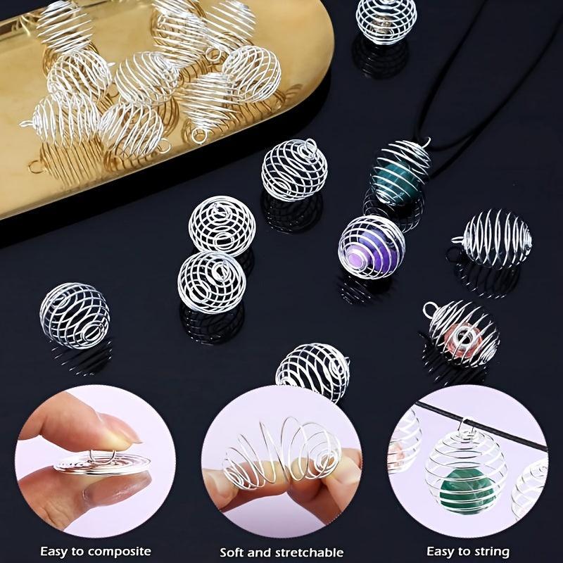 10pcs Spiral Beaded Cage Pendants for Jewelry Making