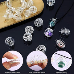 10pcs Spiral Beaded Cage Pendants for Jewelry Making