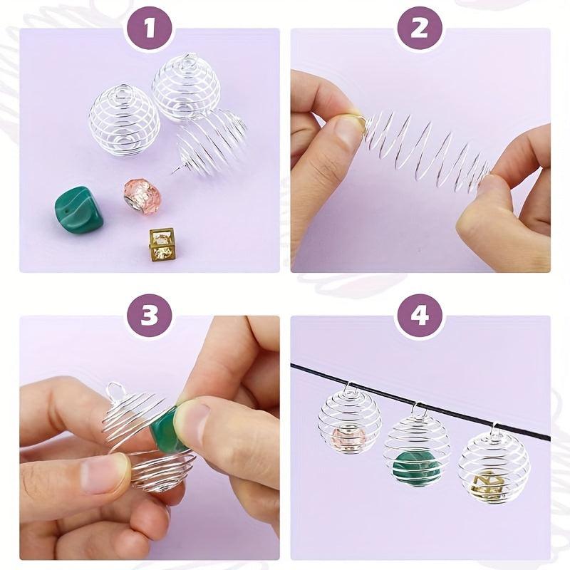 10pcs Spiral Beaded Cage Pendants for Jewelry Making