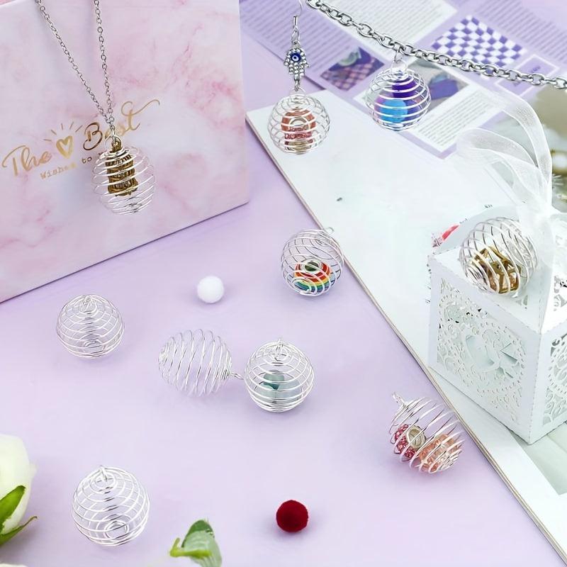 10pcs Spiral Beaded Cage Pendants for Jewelry Making