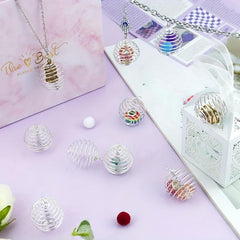 10pcs Spiral Beaded Cage Pendants for Jewelry Making