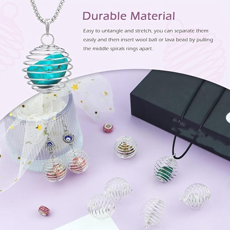 10pcs Spiral Beaded Cage Pendants for Jewelry Making
