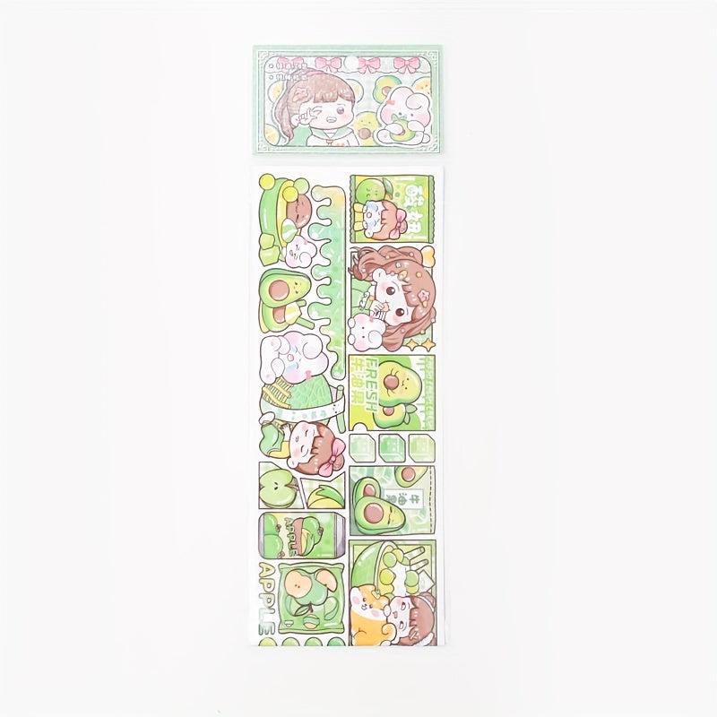 Chestnut Jam Milk Bubble Set with Cute Cartoon Character Stickers