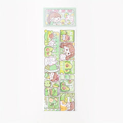 Chestnut Jam Milk Bubble Set with Cute Cartoon Character Stickers