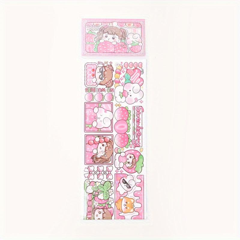 Chestnut Jam Milk Bubble Set with Cute Cartoon Character Stickers