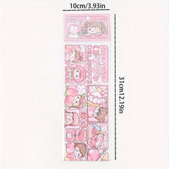 Chestnut Jam Milk Bubble Set with Cute Cartoon Character Stickers