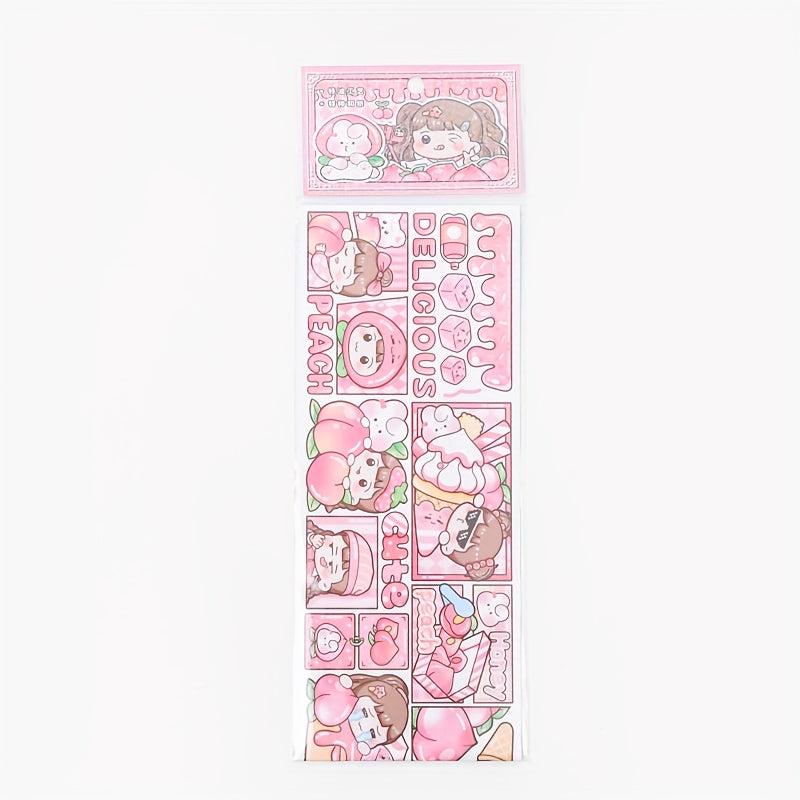 Chestnut Jam Milk Bubble Set with Cute Cartoon Character Stickers