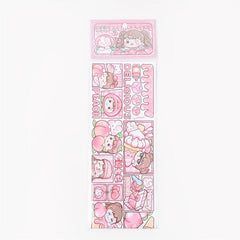 Chestnut Jam Milk Bubble Set with Cute Cartoon Character Stickers