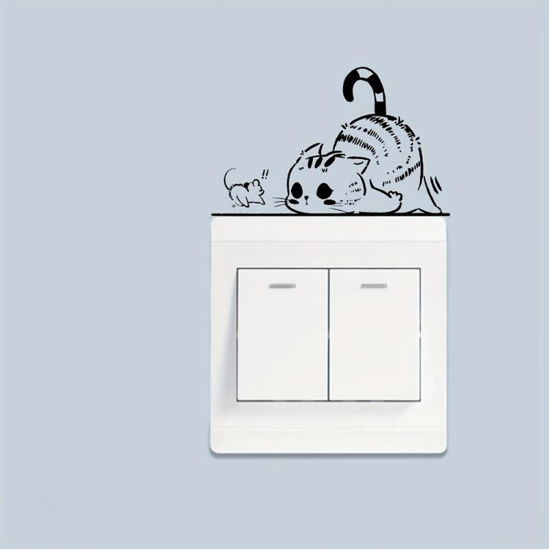 Mouse And Cat Switch Plastic Sticker Home Decor