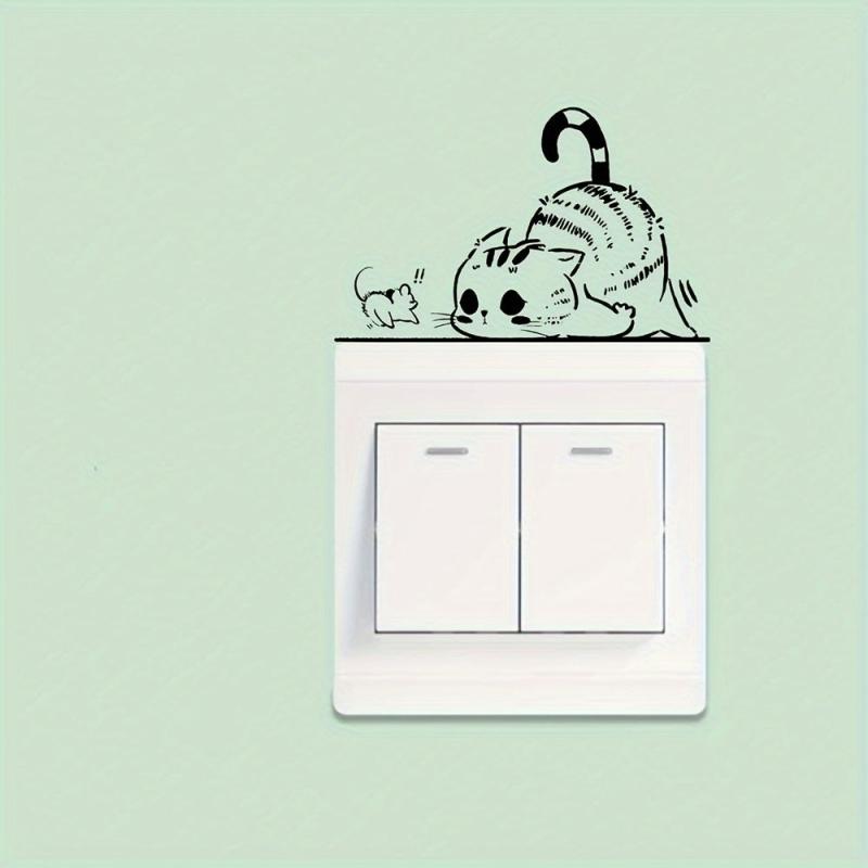 Mouse And Cat Switch Plastic Sticker Home Decor
