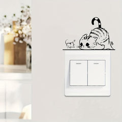 Mouse And Cat Switch Plastic Sticker Home Decor