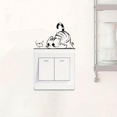 Mouse And Cat Switch Plastic Sticker Home Decor