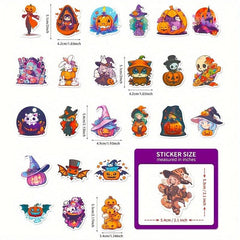 50pcs Cartoon Halloween Stickers Pumpkin Lamp Spider Ghost DIY Stickers