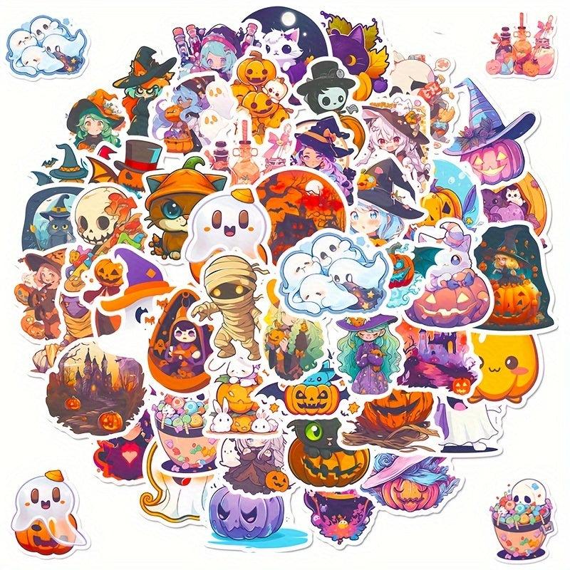 50pcs Cartoon Halloween Stickers Pumpkin Lamp Spider Ghost DIY Stickers