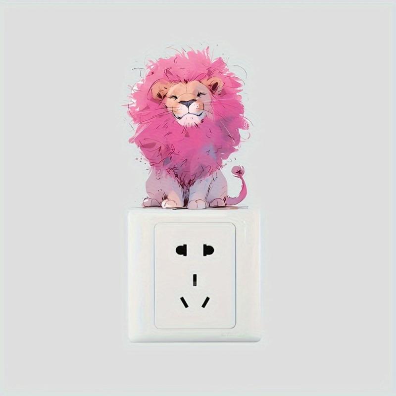 Naughty Little Lion Pink Hair Switch Decorative Sticker