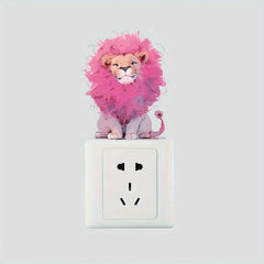 Naughty Little Lion Pink Hair Switch Decorative Sticker