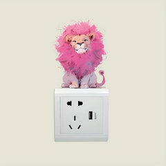 Naughty Little Lion Pink Hair Switch Decorative Sticker