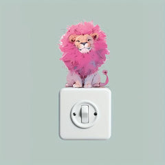 Naughty Little Lion Pink Hair Switch Decorative Sticker