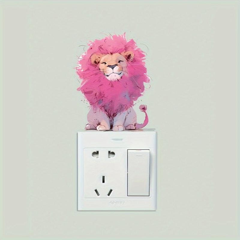 Naughty Little Lion Pink Hair Switch Decorative Sticker