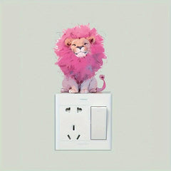 Naughty Little Lion Pink Hair Switch Decorative Sticker