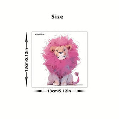 Naughty Little Lion Pink Hair Switch Decorative Sticker