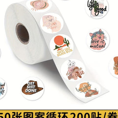 200pcs Boho Patterns Waterproof Stickers for Laptop Scrapbook Water Bottle
