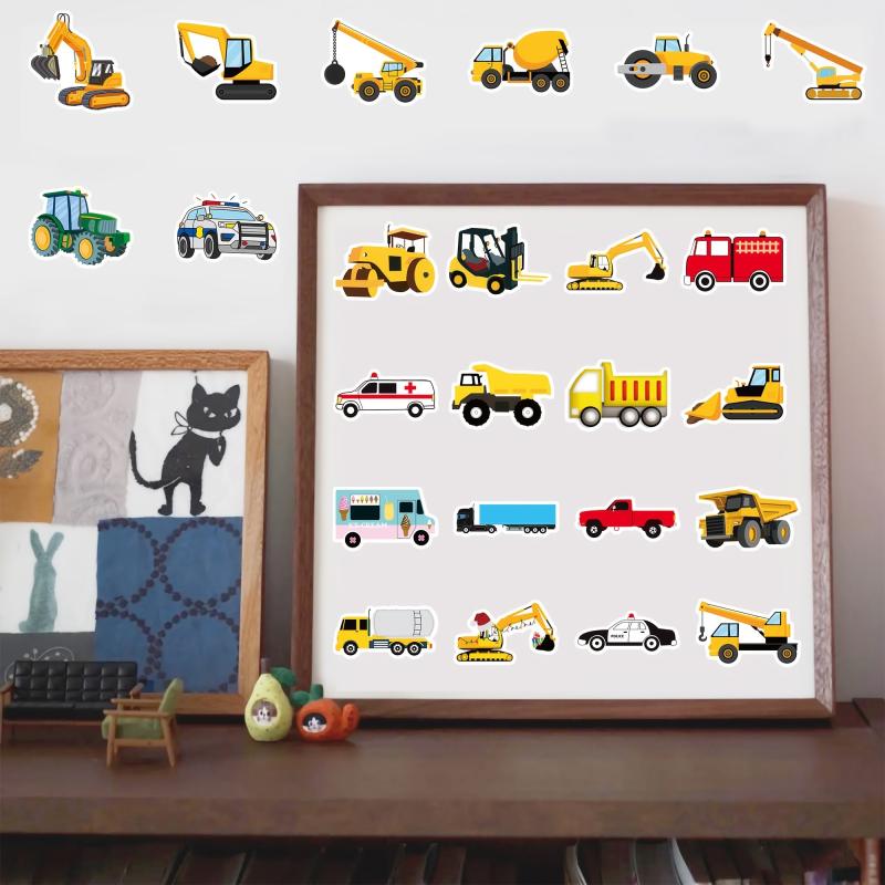 50pcs Yellow Car Stickers Waterproof Stickers For Laptop Scrapbook Water Bottle