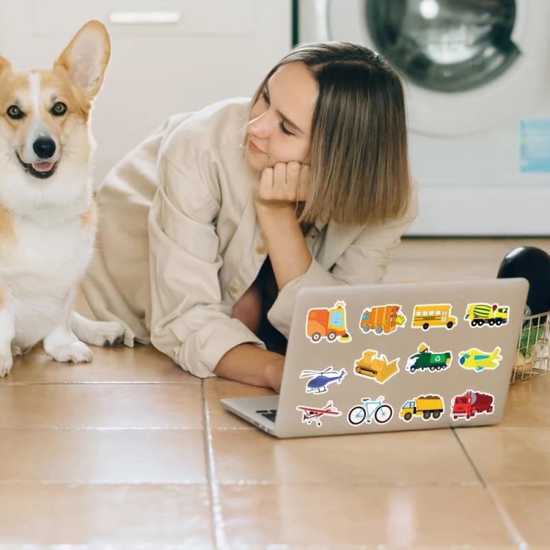 50pcs Yellow Car Stickers Waterproof Stickers For Laptop Scrapbook Water Bottle
