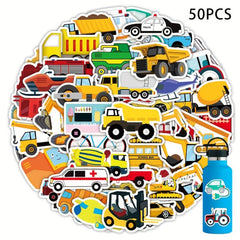 50pcs Yellow Car Stickers Waterproof Stickers For Laptop Scrapbook Water Bottle
