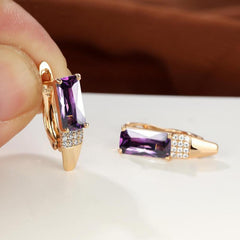 Halloween Christmas Jewelry Women Rectangle Cut Stone Clip On Earrings
