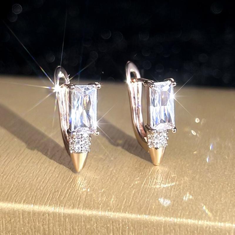 Halloween Christmas Jewelry Women Rectangle Cut Stone Clip On Earrings