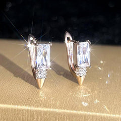 Halloween Christmas Jewelry Women Rectangle Cut Stone Clip On Earrings