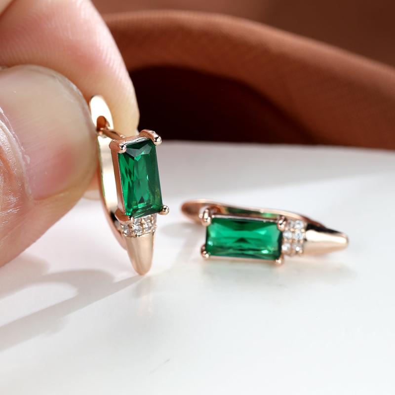 Halloween Christmas Jewelry Women Rectangle Cut Stone Clip On Earrings