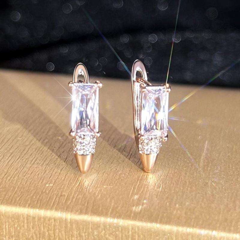 Halloween Christmas Jewelry Women Rectangle Cut Stone Clip On Earrings