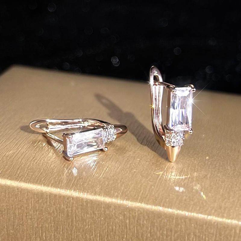 Halloween Christmas Jewelry Women Rectangle Cut Stone Clip On Earrings