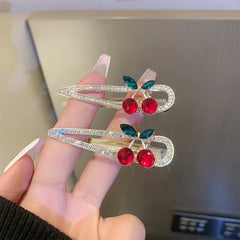 Water Drop Hair Clip Cherry Rhinestone Bangs Clip
