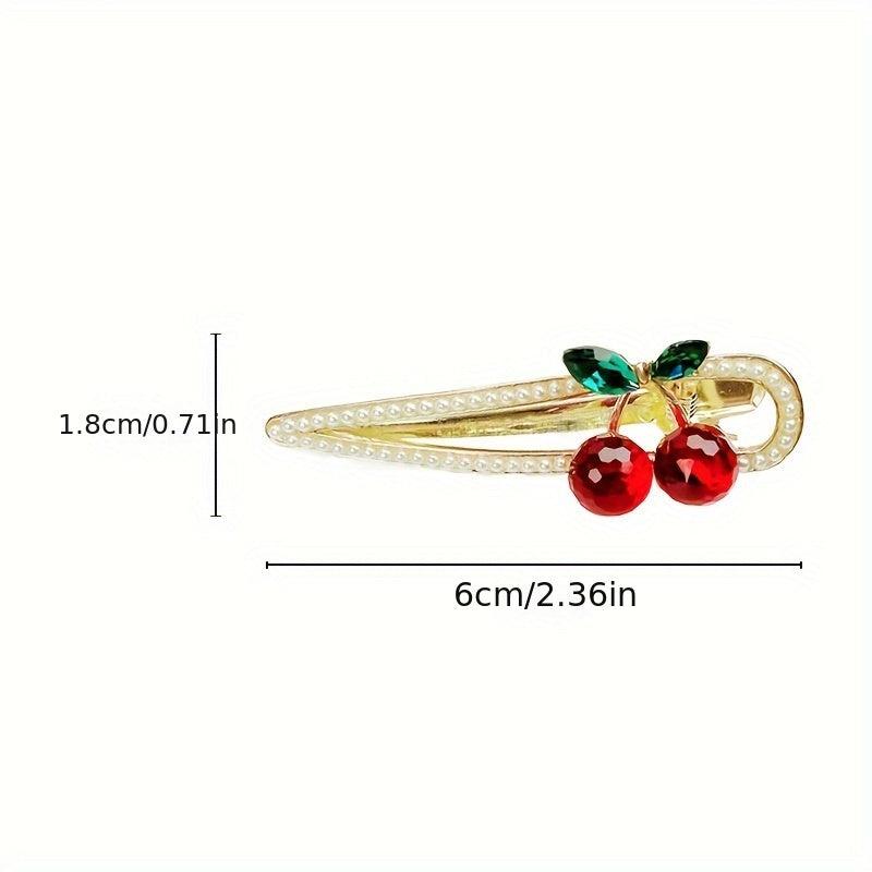 Water Drop Hair Clip Cherry Rhinestone Bangs Clip
