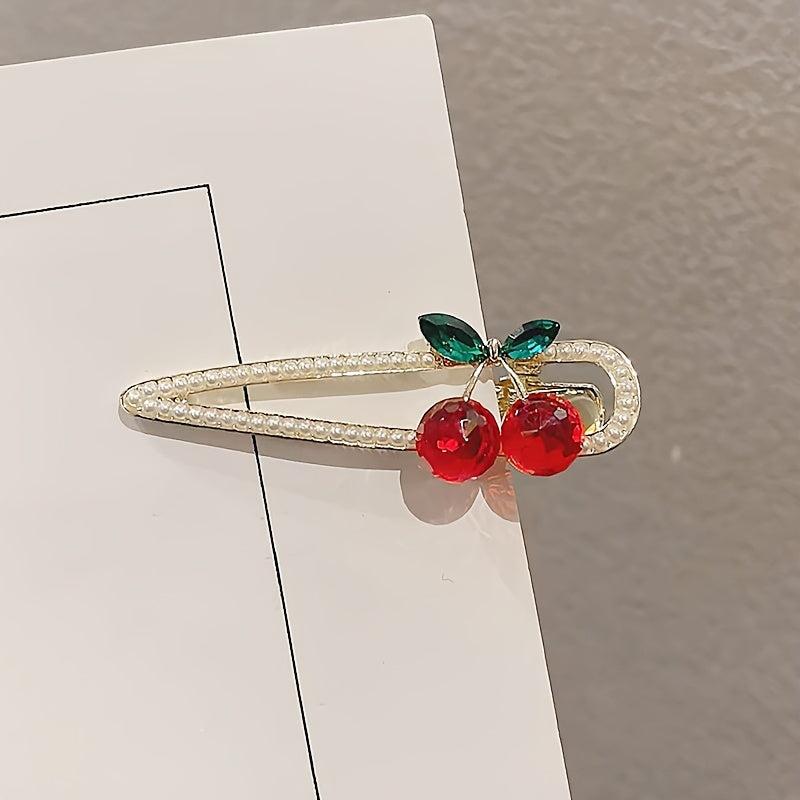 Water Drop Hair Clip Cherry Rhinestone Bangs Clip