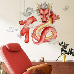 2pcs Dragon Element Wall Stickers Oriental Traditional Culture Self Adhesive
