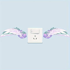 1pc Switch Sticker 1 Pair Of Wings Cartoon Decorative Wall Sticker