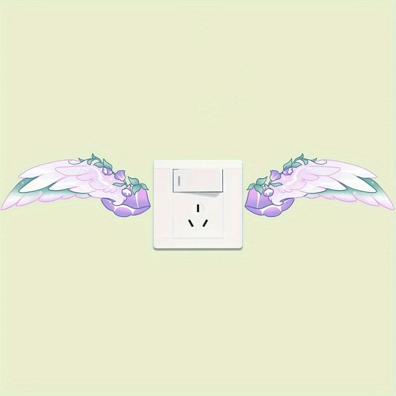1pc Switch Sticker 1 Pair Of Wings Cartoon Decorative Wall Sticker