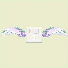 1pc Switch Sticker 1 Pair Of Wings Cartoon Decorative Wall Sticker
