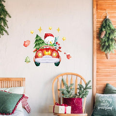 Farmhouse Christmas Truck and Snowman Wall Sticker