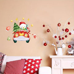 Farmhouse Christmas Truck and Snowman Wall Sticker