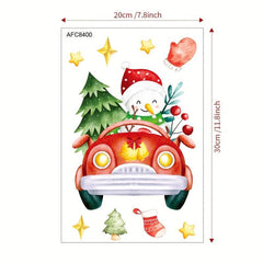 Farmhouse Christmas Truck and Snowman Wall Sticker