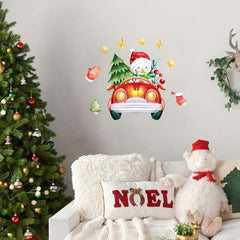 Farmhouse Christmas Truck and Snowman Wall Sticker