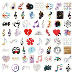 60pcs Music Note Stickers Waterproof Decoration for Kids Adults Girls Boys