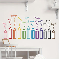2 Sheets Cartoon Pencil Pattern Stickers Waterproof Vinyl Wall Decor